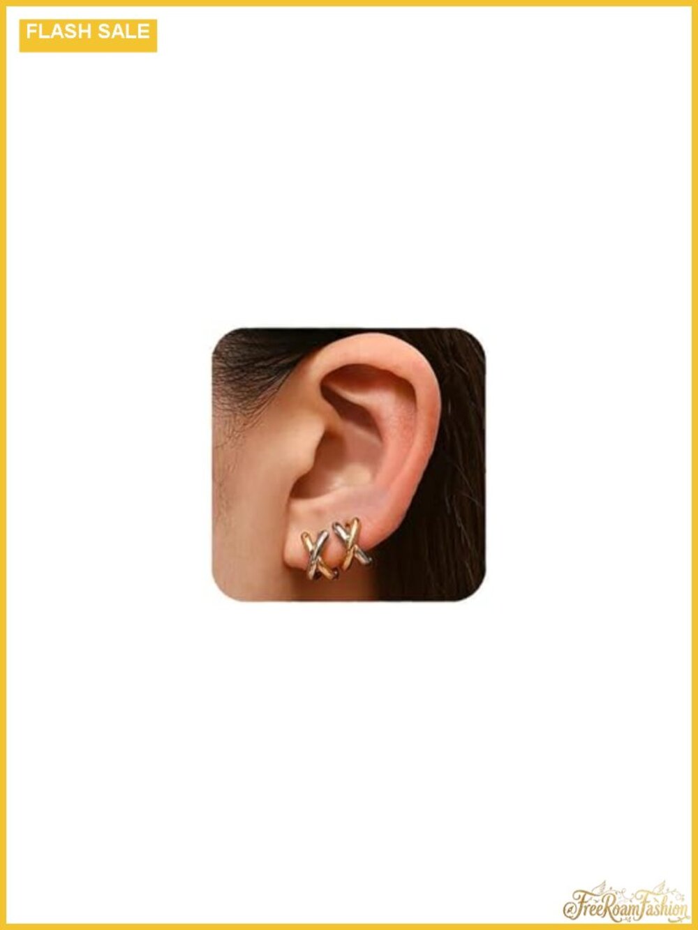 14K Gold Plated X Shaped Hoop Earrings Minimalist Small Huggie for Women